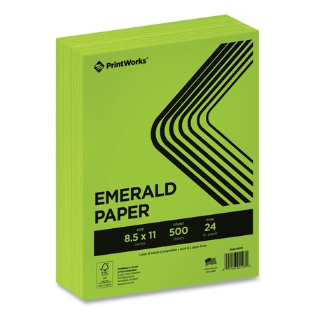 Printworks Professional Color Paper, 24 lb Text Weight, 8.5 x 11, Emerald Green, 500PK 00103